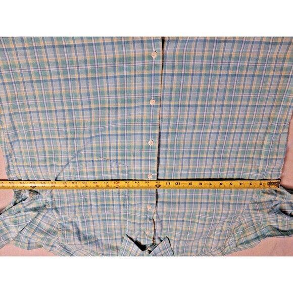 Blue Harbor Summer Cotton blend Short Sleeve Shirt XL Blue/yellow plaid. - Picture 3 of 7